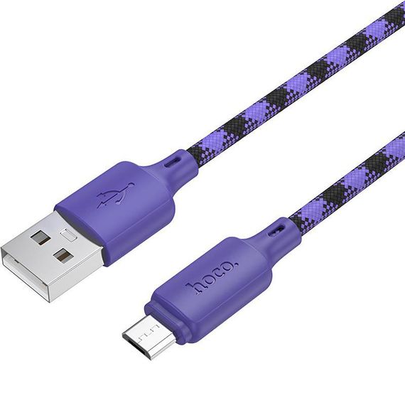 Дата кабель Hoco X116 Meridian USB to MicroUSB 2.4A (1m) Gradient Purple Mix | Зображення 4
