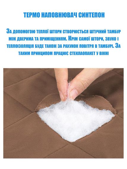 Штора от холода (на липучках) Коричневая - H 230*130 см | Зображення 4