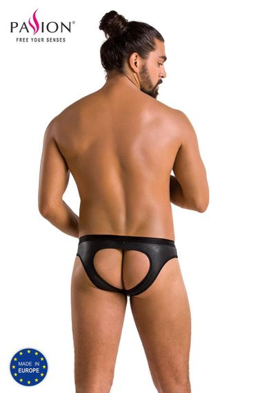 Мужские слипы с вырезами Passion 041 SLIP JOE S/M Black, экокожа, открытые ягодицы sexstyle | Зображення 5