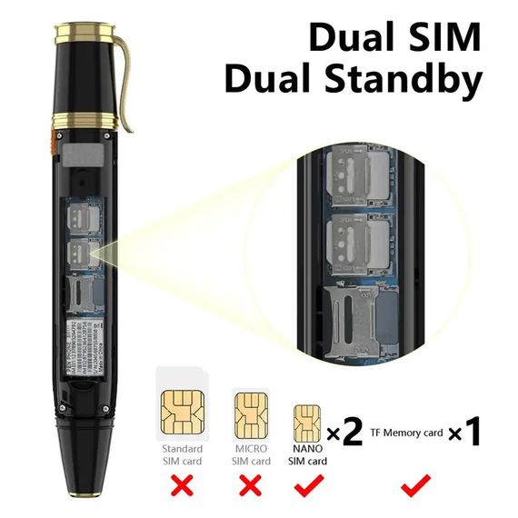 Міні мобільний телефон ручка AIEK BM111 2SIM Чорний (код: SKU-2163839083) | Зображення 5
