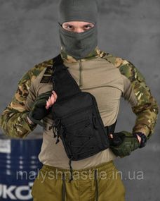 Сумка-слинг тактическая с одной лямкой SILVER KNIGHT  black  ВТ6747