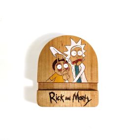 Підставка тримач під смартфон телефон планшет Rick and Morty 10х12х2 см Майстерня містера Томаса Дерево лак