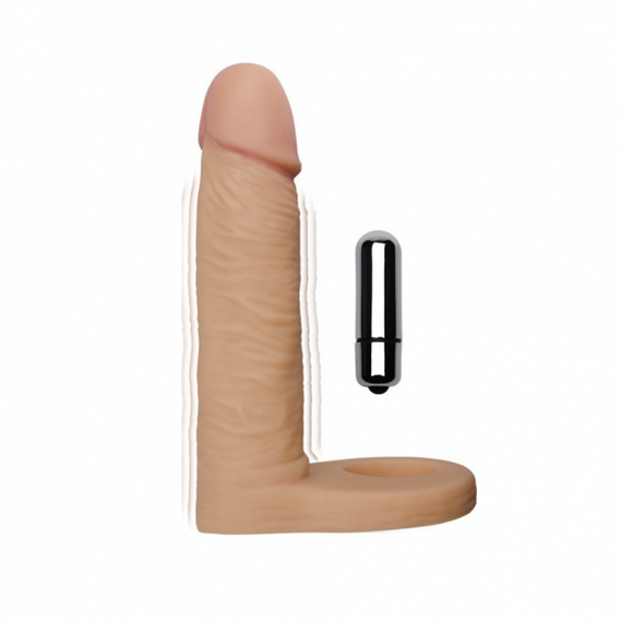 Реалистичная насадка  двойного проникновения с кольцом под мошонку sexstyle | Зображення 6