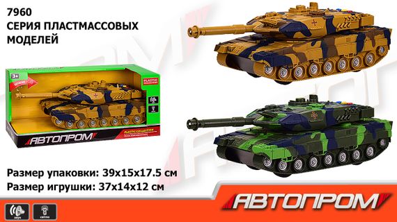 Танк на батар 7960 АВТОПРОМ, світло, звук, кор.39*15*17,5 см (6965865110315) Зелений | Зображення 1