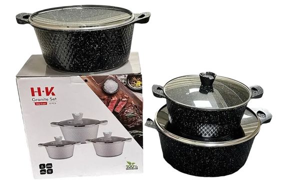 Набір каструль XPRO DM-6 3 шт 32/36/40 зі скляною кришкою (44359-DM-6_2772) | Зображення 2