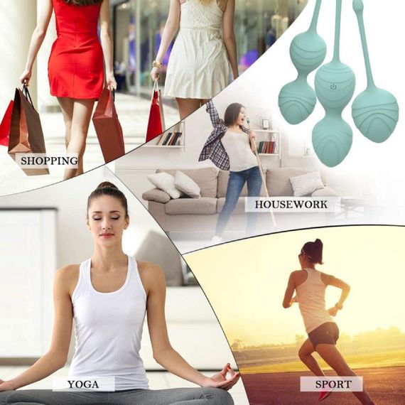 Набір вагінальних віброкульок Every Night Toys Audrey, 3 шт, з дистанційним пультом, бірюзовий Sex Aura | Зображення 6