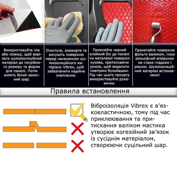 Премиальная виброизоляция Vibrex Red Label для снижения шума автомобиля 4х500х350 мм | Зображення 5