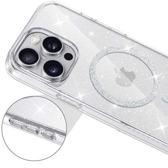 Чехол TPU Eclipse Sparkle (MagFit) для Apple iPhone 15 Pro Max (6.7") Clear | Зображення 2