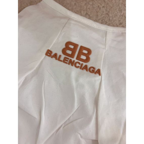 Брендовая футболка для собак Balenciaga с малинововым логотипом на спинке, белая | Зображення 3