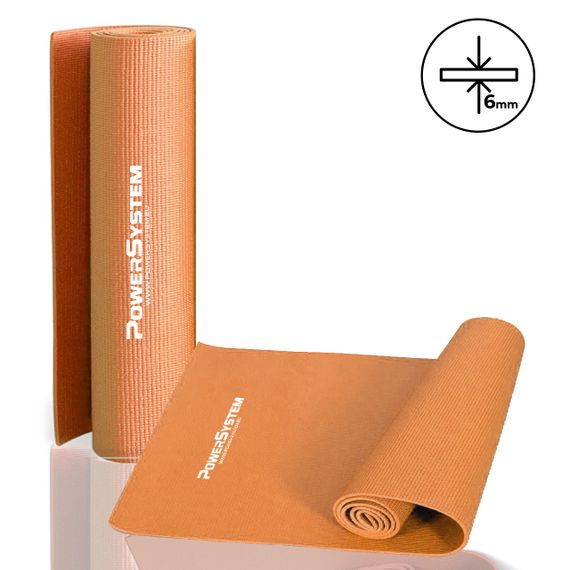 Килимок для йоги та фітнесу Power System PS-4014 PVC Fitness-Yoga Mat Orange (173x61x0.6)