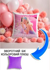 Подушка плюшева Мерч Крафт Дизайн з принтом Барбі 4 бузковий плюш квадратна 33х33 см