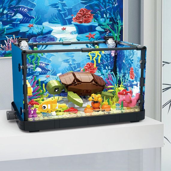 Конструктор A-Toys 7024 "Аквариум с черепахой рыбами и растениями" 753 дет со светом | Зображення 5