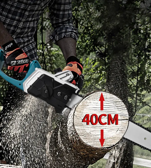 Аккумуляторная цепная пила Electric SAW 16 дюймов + 2 аккумулятора мощная электропила BLUE | Зображення 1