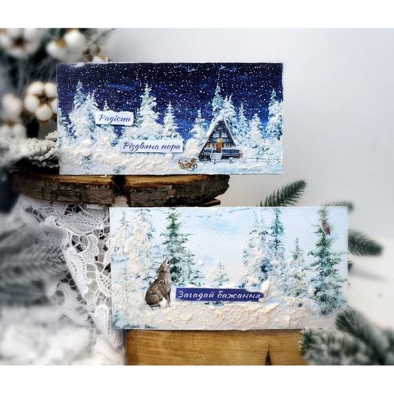Набір для створення 2 шт вітальних листівок на підставках "Зимові казки" FDGCK-048, 20 см х 10 см | Зображення 4