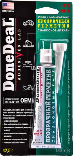 DONE DEAL Герметик-клей для скла прозорий силіконовий 42.5 г DD6703