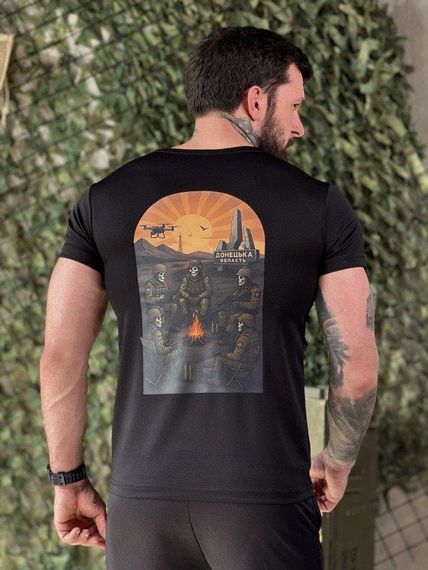 Тактическая потоотводящая футболка  Донецька область black ДЛ7401