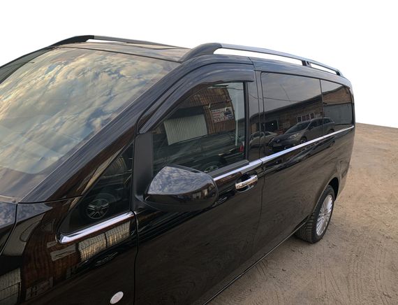 Нижние молдинги стекол по всей длинне (8 шт., нерж) Carmos, L2 для Mercedes Vito / V W447 2014-2024 гг
