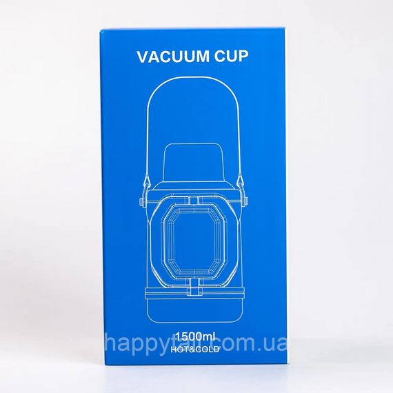 Термос Vacuum Cup 1.5 літра з ремінцем і складною ручкою темно-синій HP-14-21BL | Зображення 5