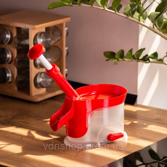 Видавлювач кісточок для вишні, черешні 20×12×25 (см) з контейнером, сепаратор, виймач вишневих кісточок HP-8-68 | Зображення 7