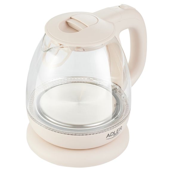 Електрочайник скляний Adler AD 1283 капучино 1 л, 1100 Вт, з підсвіткою | Зображення 2