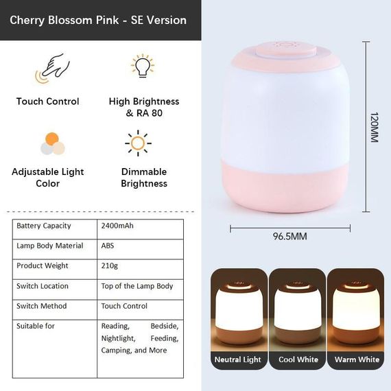 Настільний сенсорний LED світильник 3 colour light MZ-L2701 Pink | Зображення 1