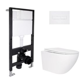 Готовое решение Qtap для ванной комнаты: подвесной унитаз Jay Rimless 520x360x320 + комплект инсталляции Standard (линейная