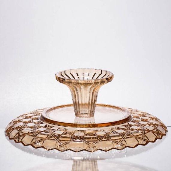 Фруктовниця скляна на ніжці Ø29 (см) кругла ваза цукерниця для фруктів Коричневий 64486-20 | Зображення 4