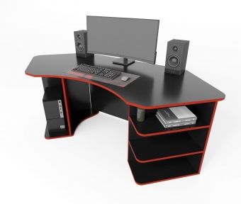 Стол компьютерный Comfy-Home Karbid черныйкрасный