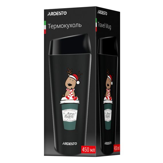 Термочашка Ardesto Сoffee Time Reindeer AR2645RN 450 мл чорна | Зображення 5