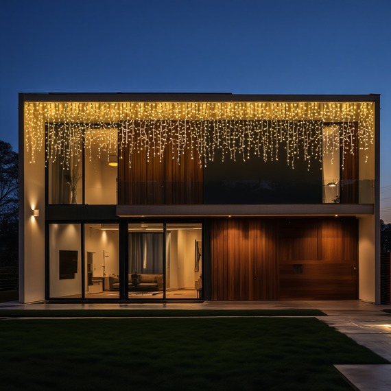 Новорічна гірлянда вулична Бахрома 36 м 600 LED чорний провід Жовтий 36МBY | Зображення 1