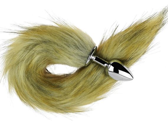 Анальна пробка з хвостом EGZO - Fox Tail Silver Plug Brown, size S Sex Aura