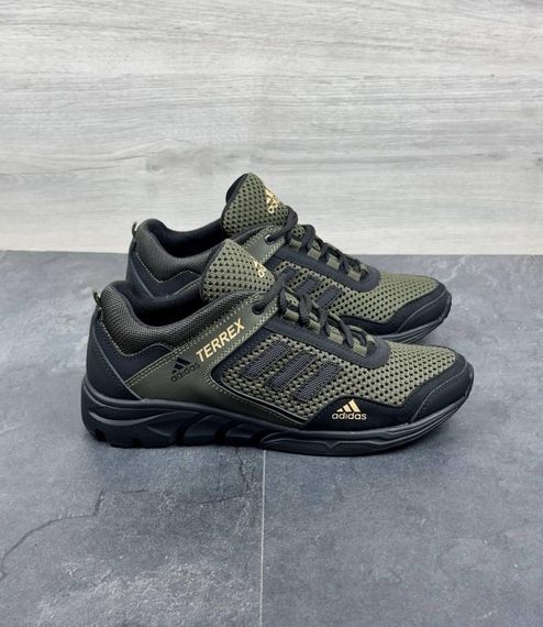 Літні кросівки Adidas сітка колір олива | Зображення 3