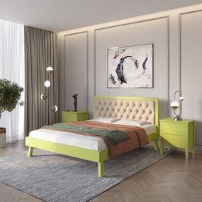 Односпальне дерев'яне ліжко Mebigrand Токіо Лайм (S3050G70Y)/Аляска 23 (Бежевий) 80х190 см (MBG-11195)