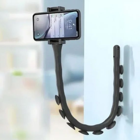 Гнучкий тримач для телефону з універсальними присосками Cute Worm Lazy Holder. IB-425 Колір: чорний