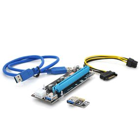 Riser PCI-EX, x1=>x16, 6-pin, SATA=>6Pin, USB 3.0 AM-AM 0, 6 м (черный), конденсаторы CS 330 16V, Пакет