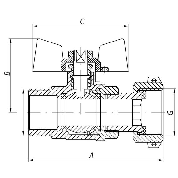Кран с накидной гайкой 1/2" ГШМ газ Koer KR.220.G (KR0166) | Зображення 1