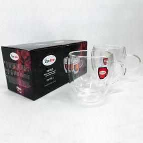 Подвійні скляні чайні чашки Con Brio CB-8625-2, 2 шт, 250 мл, Стакани Гуртки скляні з подвійним дном LW-31