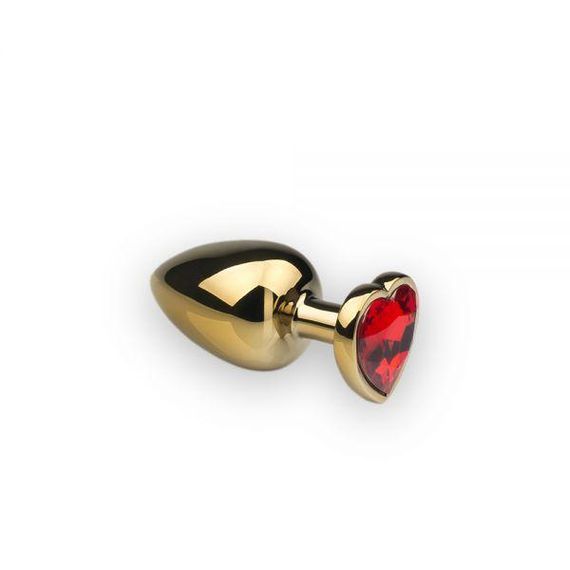 Красивий Анальна пробка Gold Heart Ruby з кристалом у формі серця M Sex Aura
