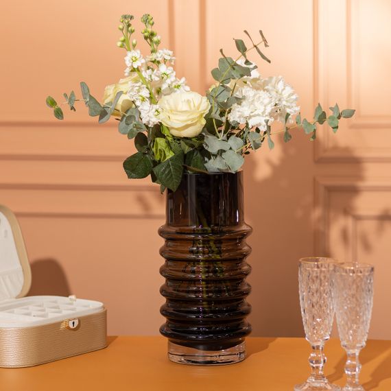 Ваза скляна декоративна 31 см у скандинавському стилі для квітів та інтер'єру 3 л Чорна HP-10-23 | Зображення 2