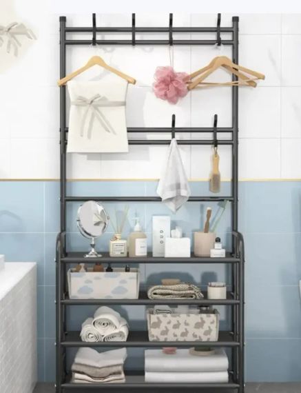 Стійка з гачками для одягу, Вішалка для підлоги з полицями для речей   знижка | Зображення 4