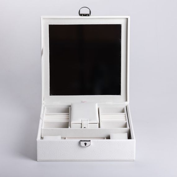 Шкатулка для украшений из эко кожи 2 яруса с замком органайзер для ювелирных изделий | Зображення 1