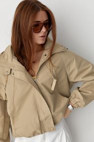 Вітровка вільного фасону на блискавці - світло-коричневий цвет, ONE SIZE (є розміри)