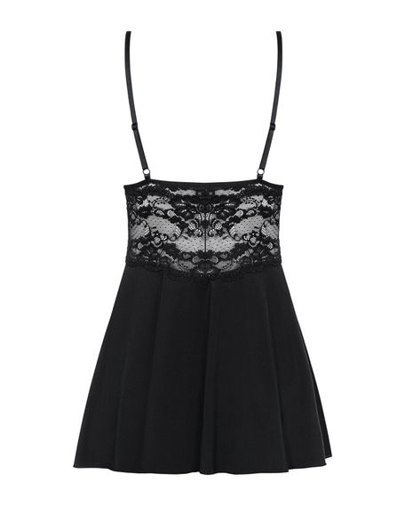 (SALE) Сатиновый пеньюар с кружевом Obsessive 810-BAB-1 babydoll & thong S/M | Зображення 5