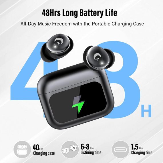 Навушники-вкладиші для сну Bluetooth 5.4 з сенсорним екраном, 48 годин роботи, IPX7, міні гарнітура з еквалайзером, для сну на боц | Зображення 1