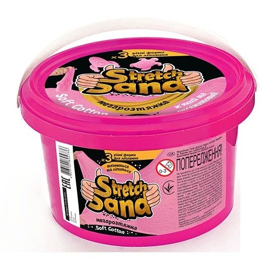 Кинетический песок "Stretch Sand" STS-02-01U Danko Toys 400 гр, в ведре (4823102804736) Розовый