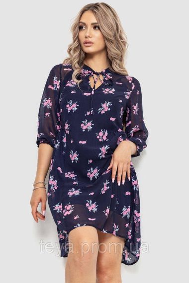 Жіноча сукня з принтом сезон літо-демісезон колір синьо-рожевий FG_00889