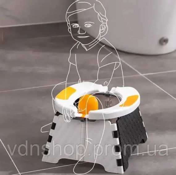 Портативный складной автомобильный туалетный стул детский, Дорожный мобильный горшок 23х22х15 см | Зображення 1