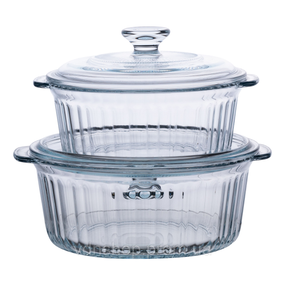 Формы для запекания набор 2 шт стеклянные с крышками круглые HP-34-26