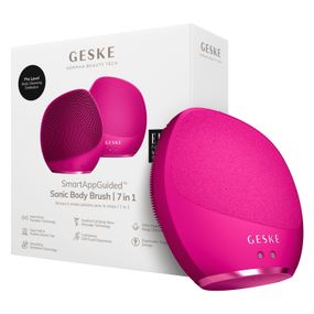 Ультразвуковая щетка для тела и интенсивный пилинг GESKE Sonic Body Brush&Intensive Exfoliator 7в1 starlight, Малиновый