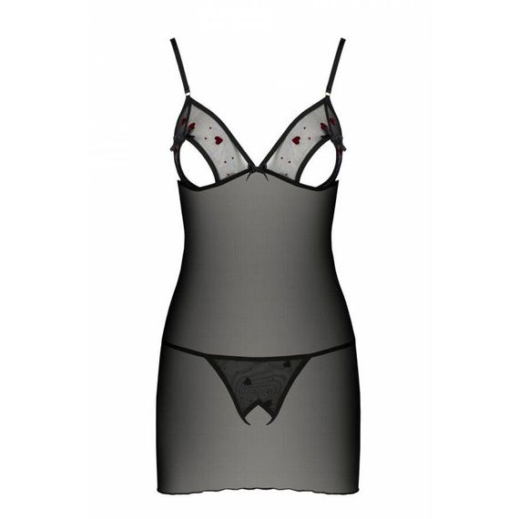 Сорочка з вирізами на грудях + стрінги LOVELIA CHEMISE black XXL/XXXL - Passion | Зображення 4